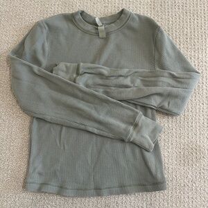 Skims cotton rib light green/grey long sleeve shirt